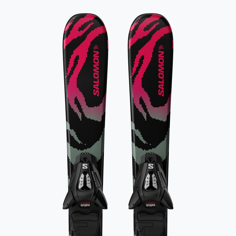 Schiuri de coborâre pentru copii + legături Salomon QST Jr Black XS + C5 GW black/neon punch 5