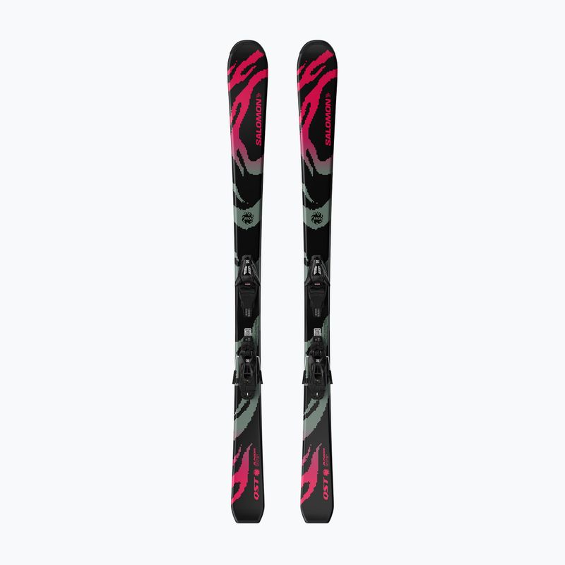 Schiuri de coborâre pentru copii + legături Salomon QST Jr Black S + C5 GW black/neon punch