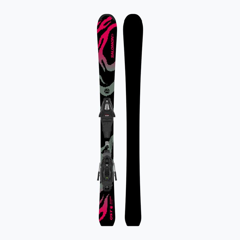 Schiuri de coborâre pentru copii + legături Salomon QST Jr Black S + C5 GW black/neon punch 3