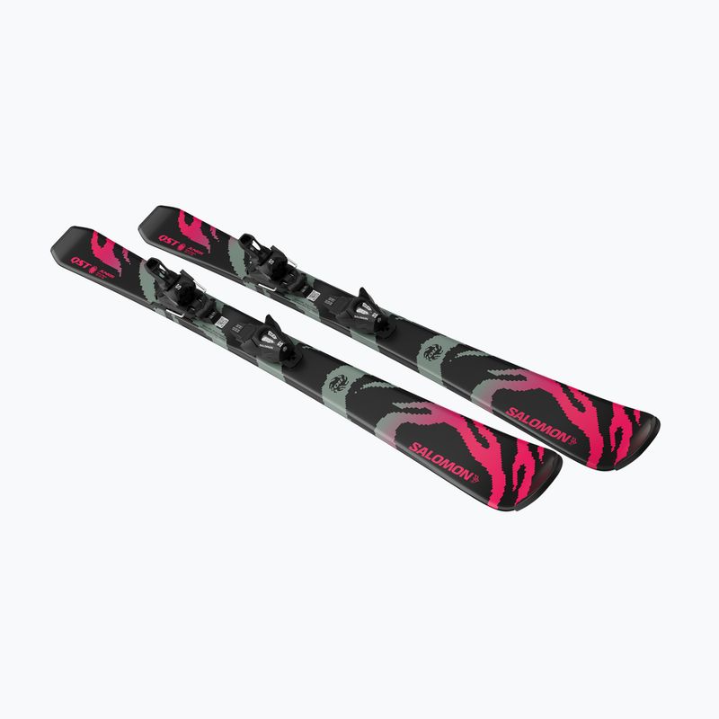 Schiuri de coborâre pentru copii + legături Salomon QST Jr Black S + C5 GW black/neon punch 4