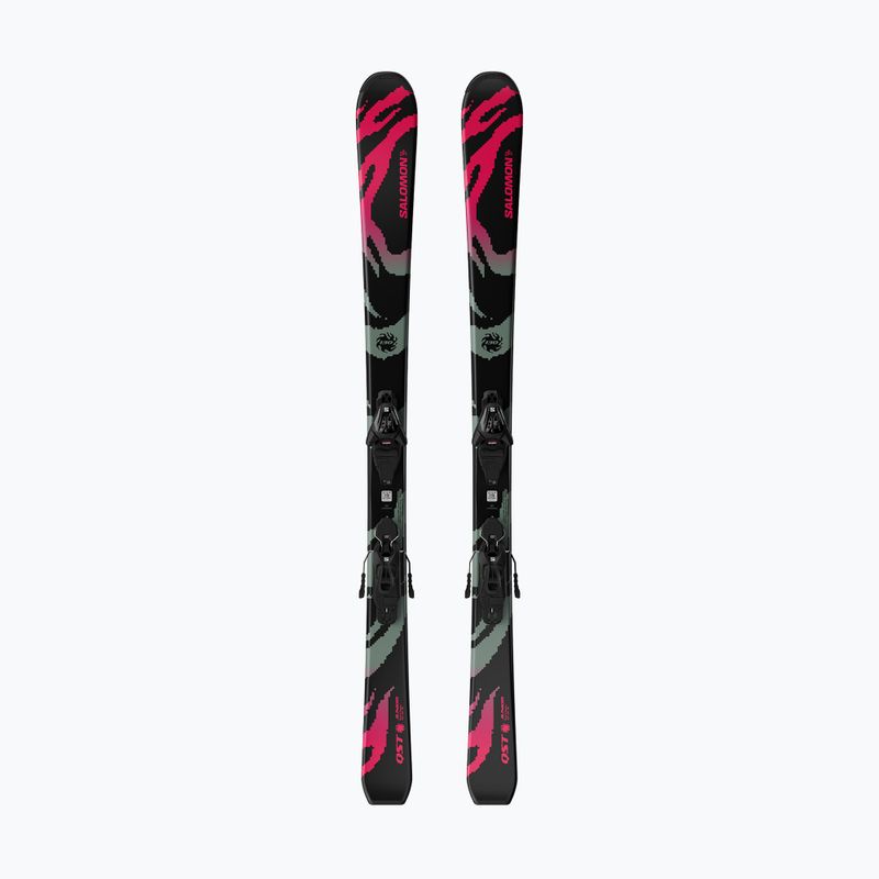 Schiuri de coborâre pentru copii + legături Salomon QST Jr Black M + L6 GW black/neon punch