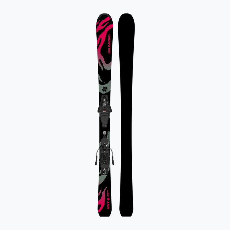 Schiuri de coborâre pentru copii + legături Salomon QST Jr Black M + L6 GW black/neon punch 3