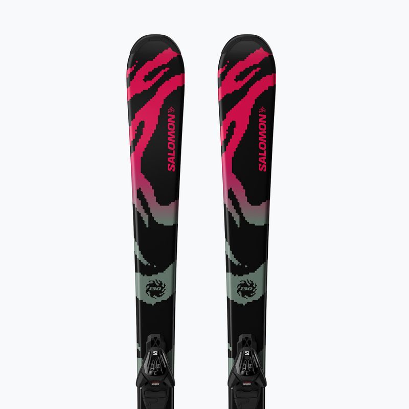 Schiuri de coborâre pentru copii + legături Salomon QST Jr Black M + L6 GW black/neon punch 5