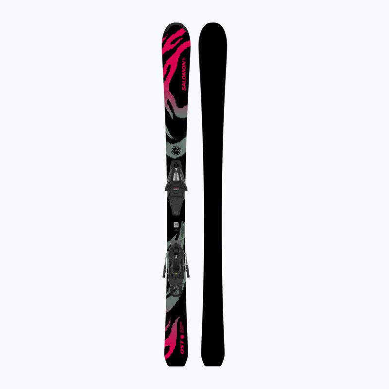 Schiuri de coborâre pentru copii + legături Salomon QST Jr Black M + C5 GW black/neon punch 3