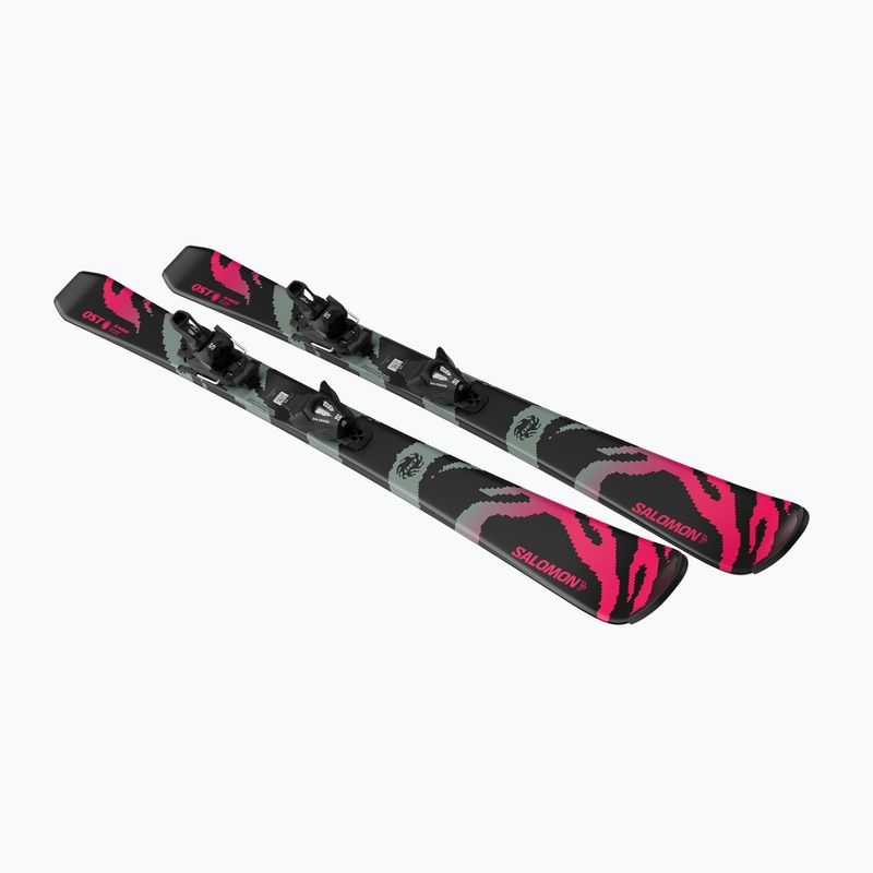 Schiuri de coborâre pentru copii + legături Salomon QST Jr Black M + C5 GW black/neon punch 4