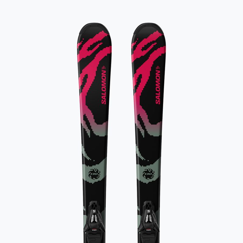 Schiuri de coborâre pentru copii + legături Salomon QST Jr Black M + C5 GW black/neon punch 5