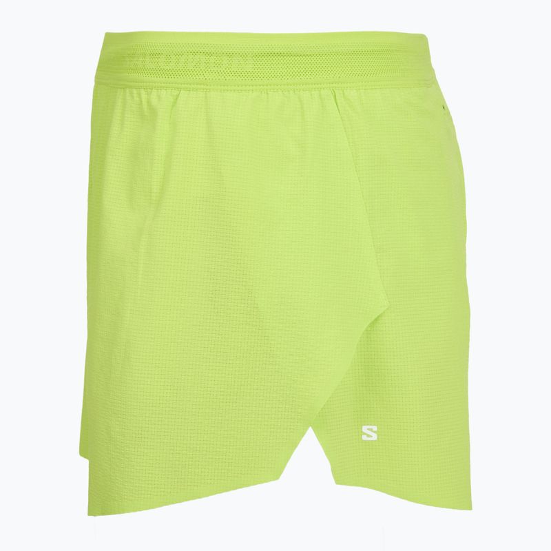 Pantaloni scurți de alergare pentru bărbați Salomon Sense Aero SPLT 3 "acid lime" 3