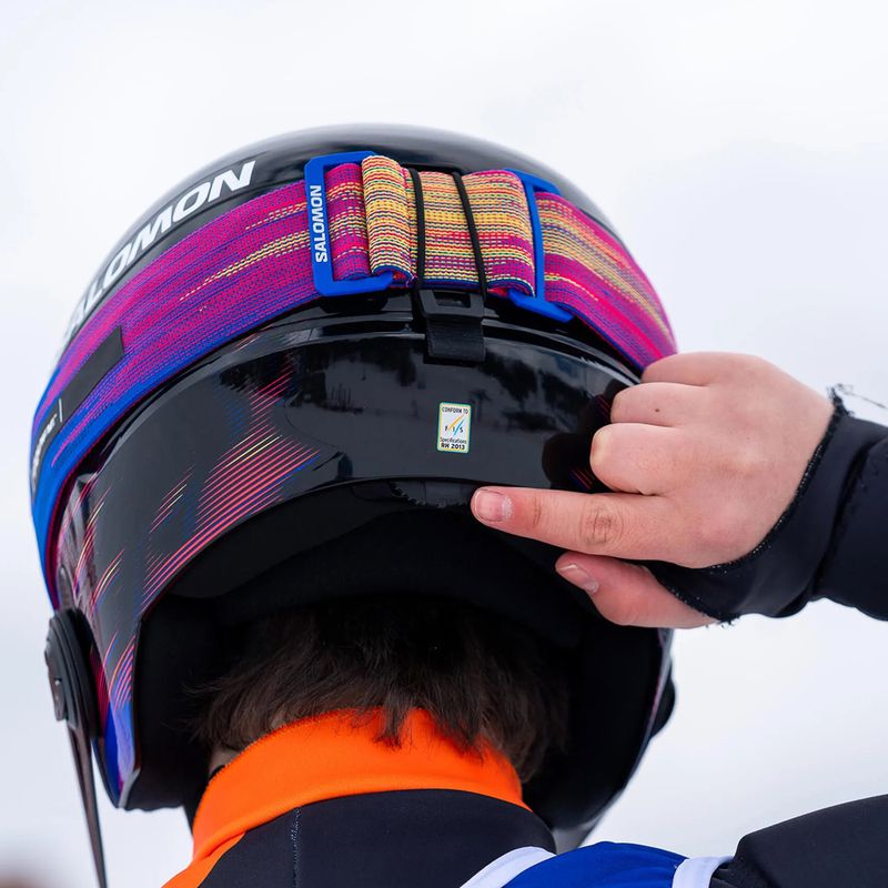 Cască de schi pentru copii Salomon Equipe Fis + Chinguard Jr black/flames 7