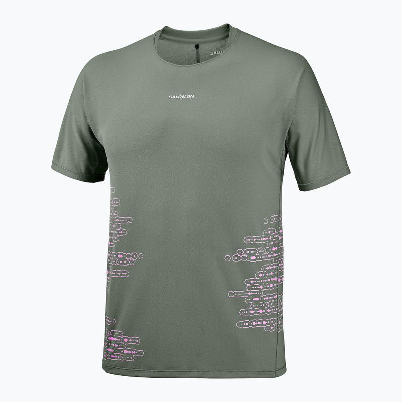 Tricou de alergare pentru bărbați Salomon Sense Aero GFX Tee SS castor gray/pink frosting 4