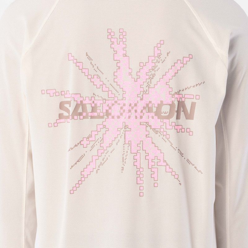 Longsleeve de alergare pentru bărbați Salomon Shakeout Core Tee GFX LS whisper white/pink frosting 3