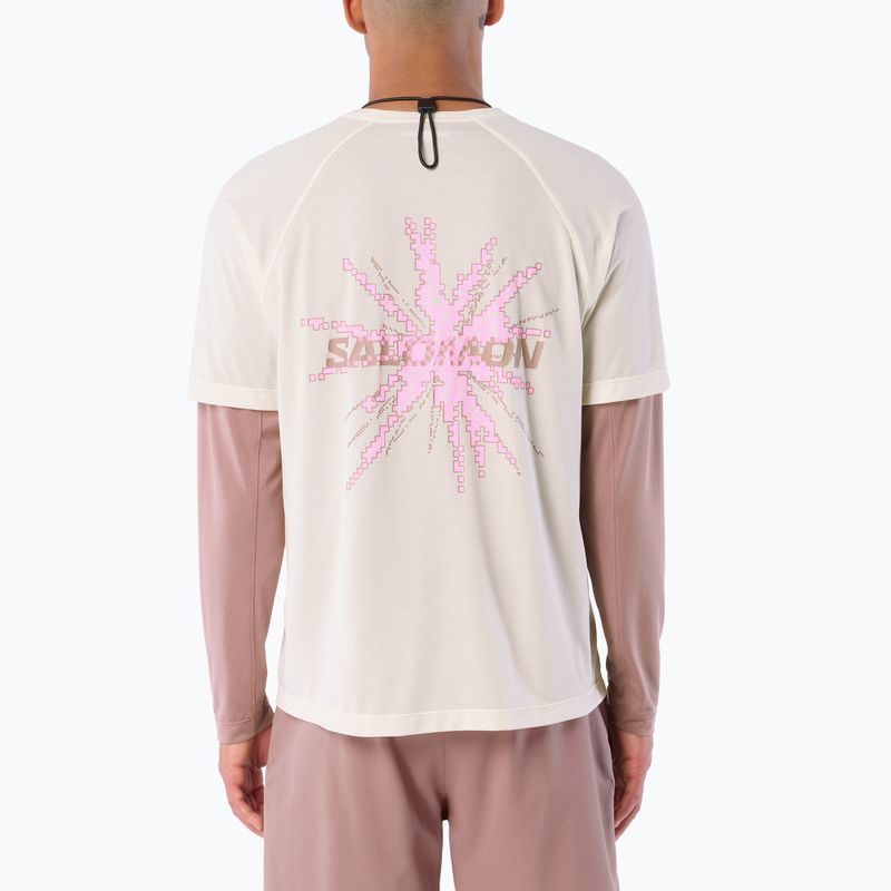 Tricou de alergare pentru bărbați Salomon Shakeout Core GFX SS Tee whisper white/pink frosting 2