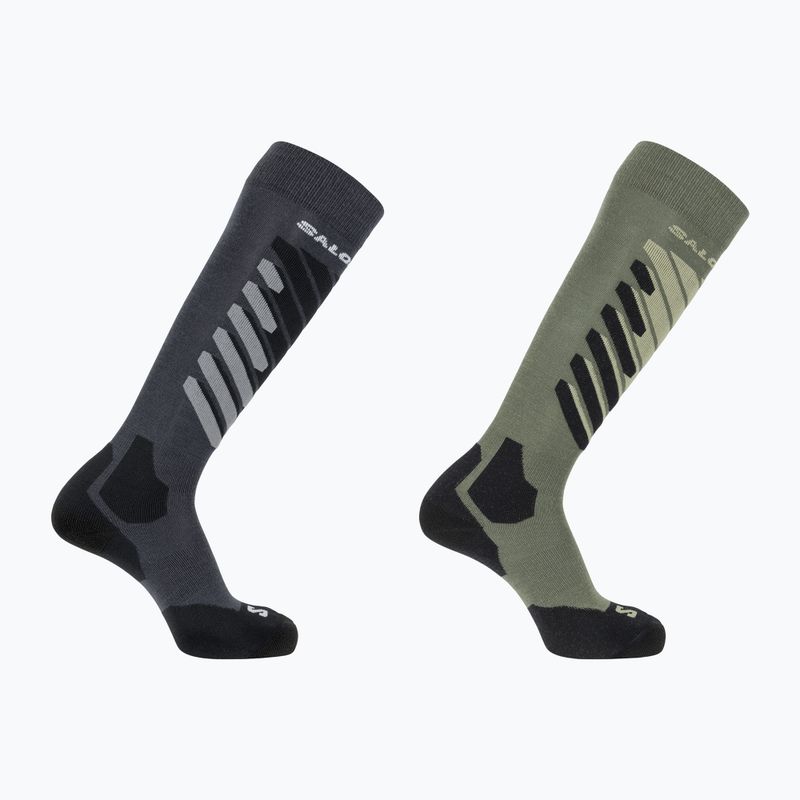Șosete de schi Salomon S/Access 2-Pack anthracite/deep lichen green