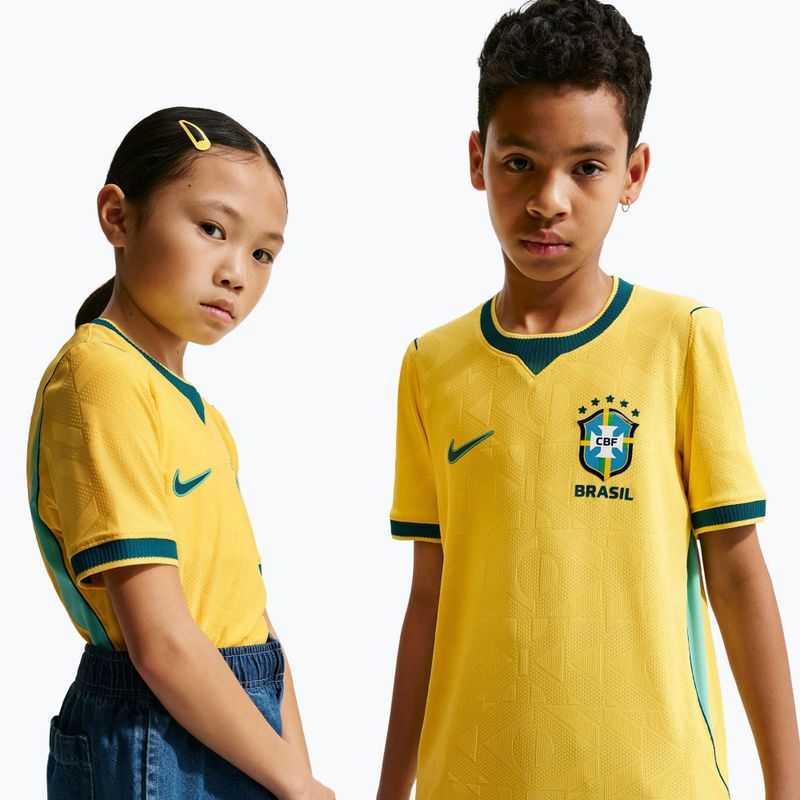 Tricou de fotbal pentru copii Nike Brazil 2026/27 Match Home canary/light mint/geode teal 4