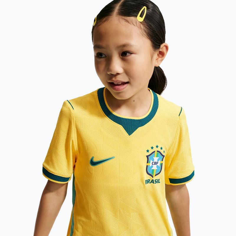 Tricou de fotbal pentru copii Nike Brazil 2026/27 Match Home canary/light mint/geode teal 7