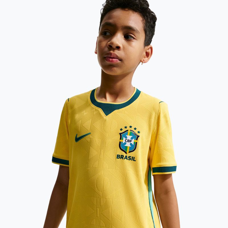 Tricou de fotbal pentru copii Nike Brazil 2026/27 Match Home canary/light mint/geode teal 8
