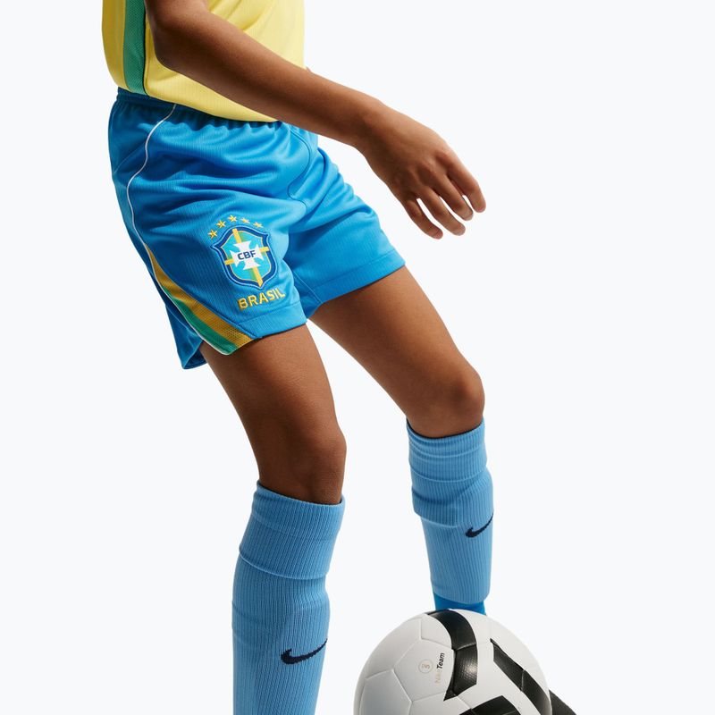 Pantaloni scurți de fotbal pentru copii Nike Brazil 2026 Stadium Home Soccer Replica light photo blue/light mint/white 4