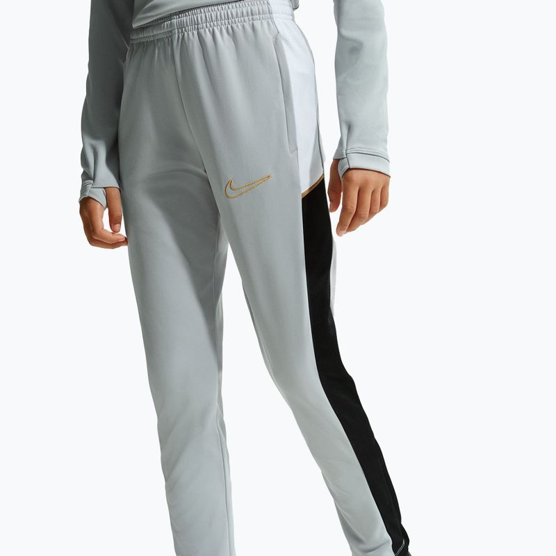 Pantaloni pentru copii Nike Academy Dri-Fit Jr light smoke grey/white/black/metallic gold 2