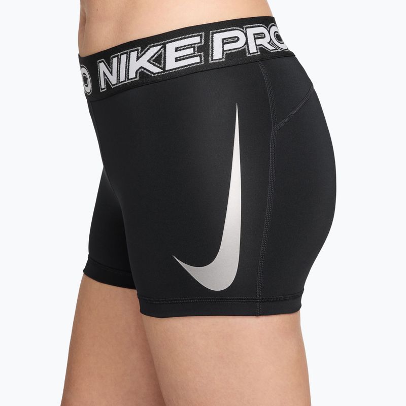 Pantaloni scurți de antrenament pentru femei Nike Pro Mid Rise Biker 3" black/white/metallic silver 6