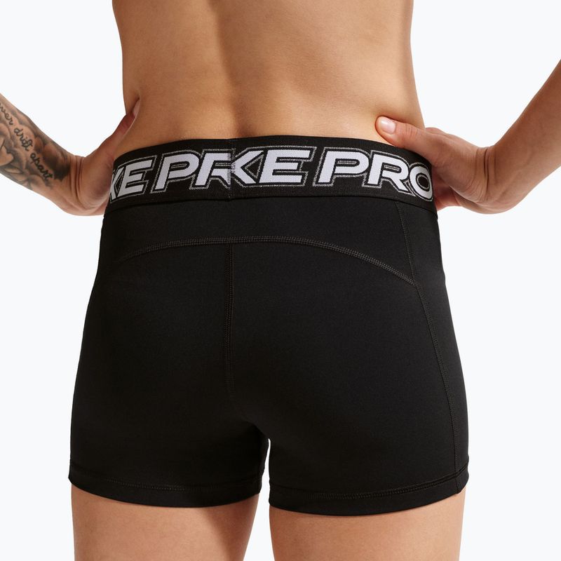 Pantaloni scurți de antrenament pentru femei Nike Pro Mid Rise Biker 3" black/white/metallic silver 7