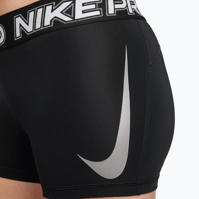Pantaloni scurți de antrenament pentru femei Nike Pro Mid Rise Biker 3" black/white/metallic silver 8