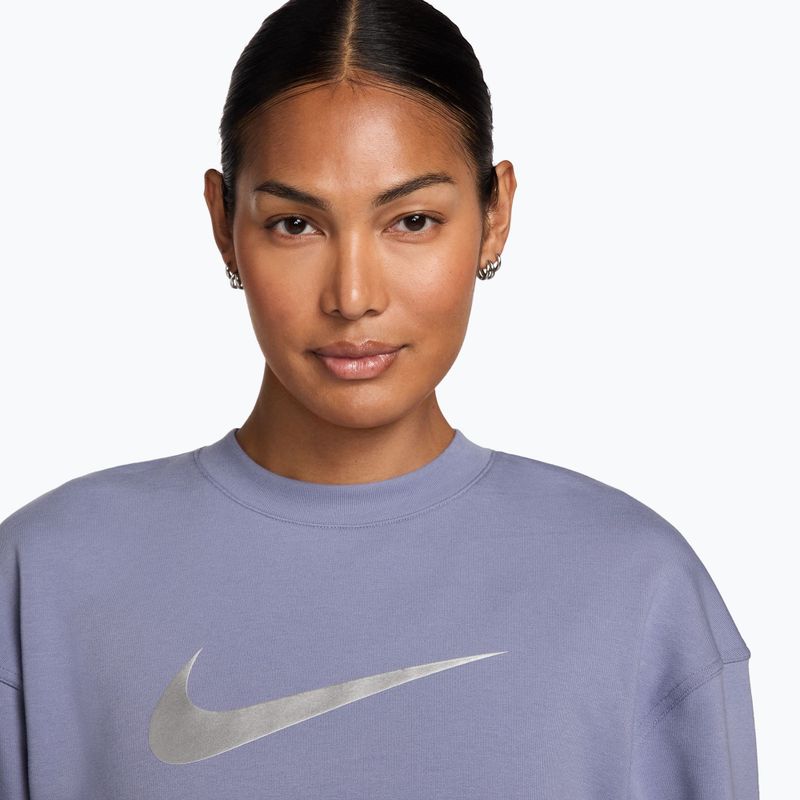 Bluză de antrenament pentru femei Nike Pro Dri-Fit Crew Neck iron purple/metallic silver/white 3