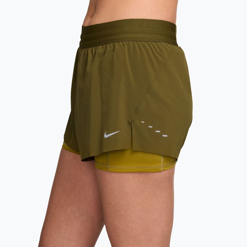 Pantaloni scurți de alergare pentru femei Nike Swift Mid-Rise 2in1 olive flak/peat moss 3