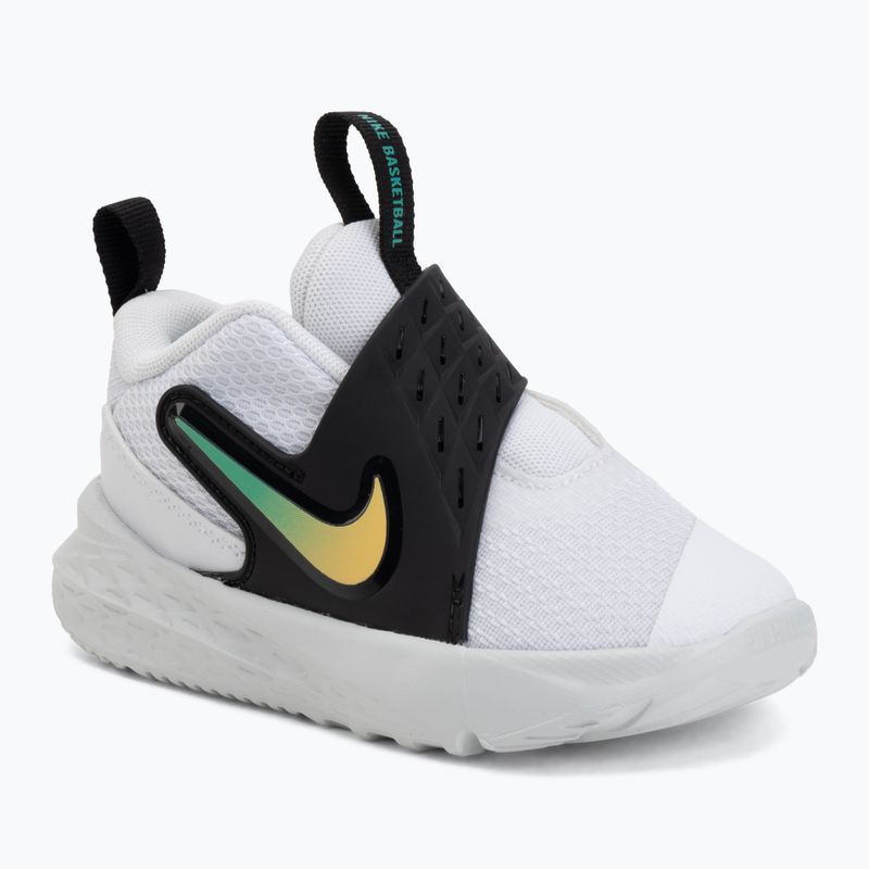 Încălțăminte pentru copii Nike Team Hustle D 12 white/black/clear emerald/topaz gold