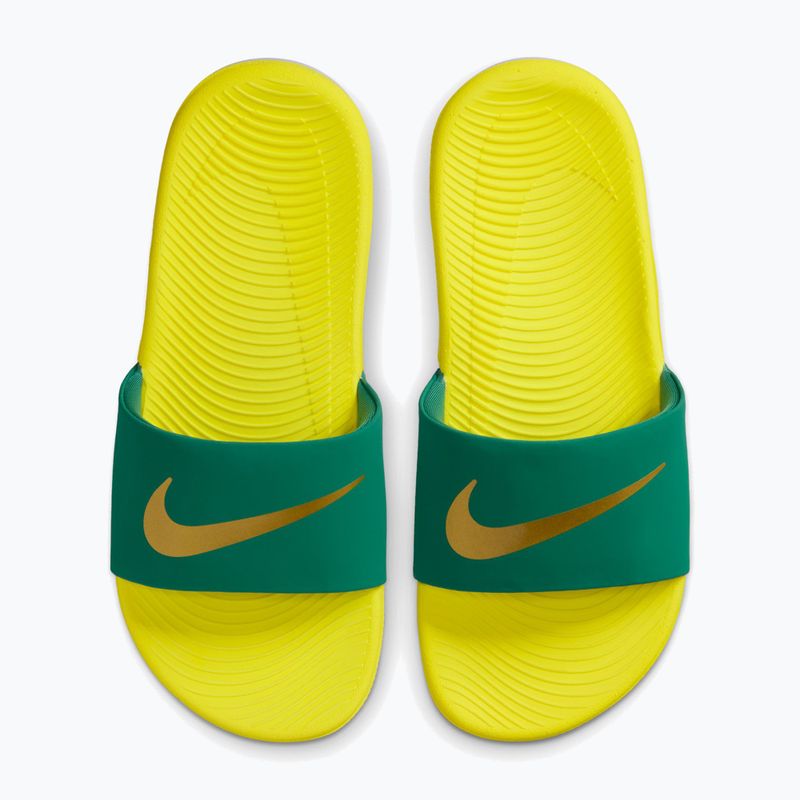 Șlapi pentru copii Nike Coffee malachite/sonic yellow/metallic gold 3