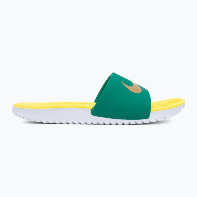 Șlapi pentru copii Nike Coffee malachite/sonic yellow/metallic gold 2