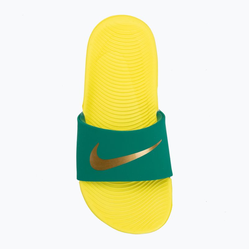 Șlapi pentru copii Nike Coffee malachite/sonic yellow/metallic gold 5