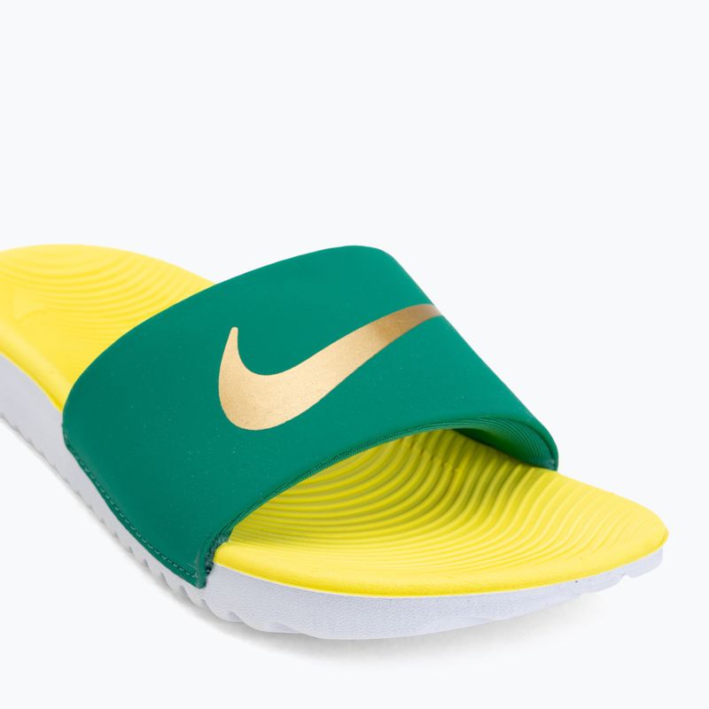 Șlapi pentru copii Nike Coffee malachite/sonic yellow/metallic gold 7
