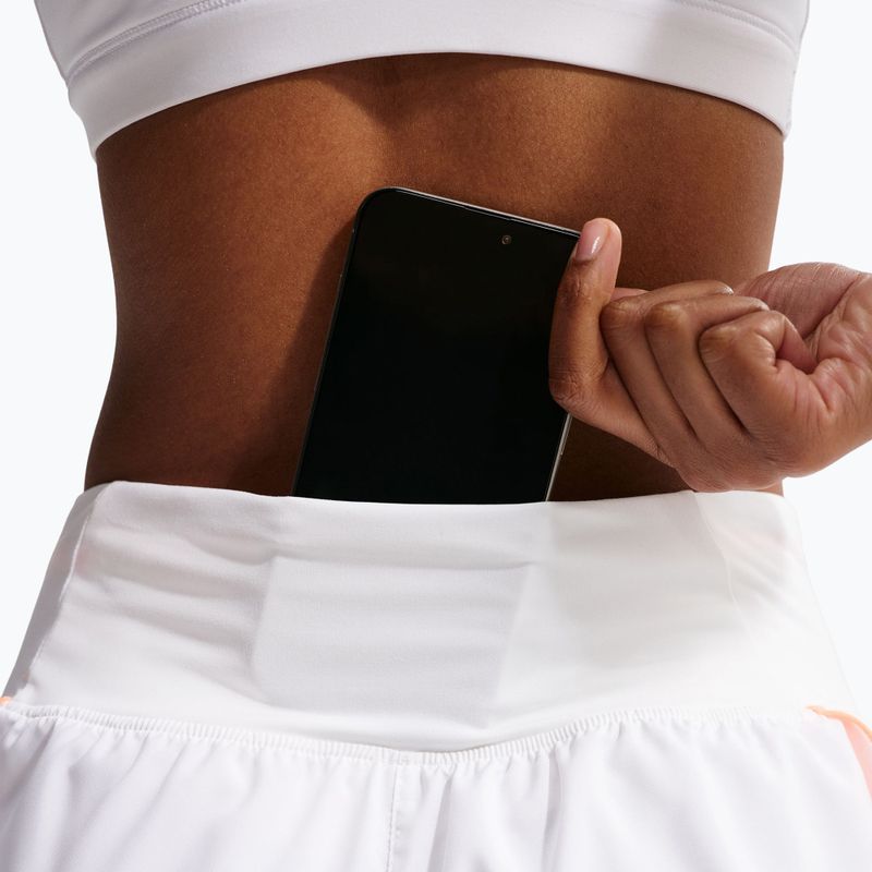 Pantaloni scurți de alergare pentru femei Nike Tempo Swoosh Dri-Fit Mid-Rise Brief-Lined white/orange pulse/black 5