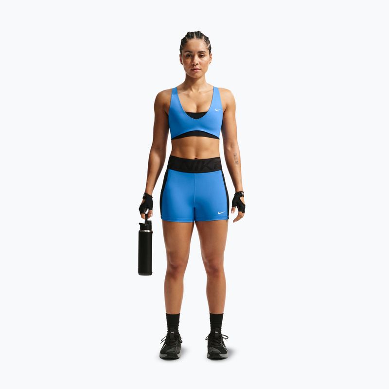 Pantaloni scurți de antrenament pentru femei Nike Pro Sculpt Dri-Fit High-Waisted Biker 5" light photo blue/black/white 2