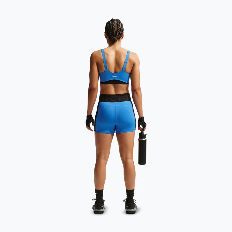 Pantaloni scurți de antrenament pentru femei Nike Pro Sculpt Dri-Fit High-Waisted Biker 5" light photo blue/black/white 3