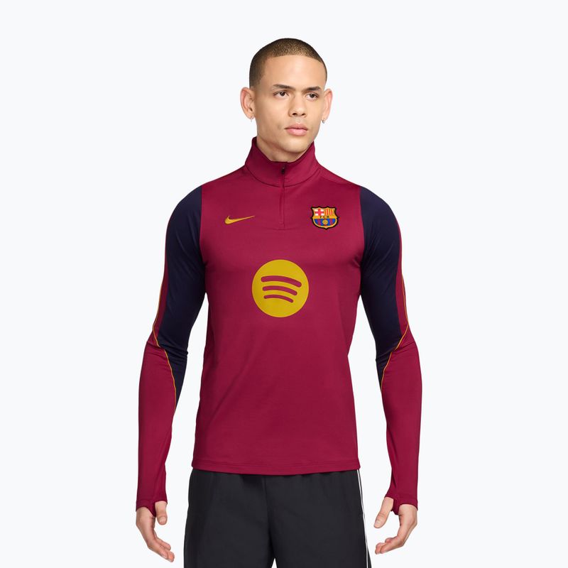 Bluză de fotbal pentru bărbați Nike FC Barcelona Strike Soccer Drill Top noble red/mineral yellow/mineral yellow