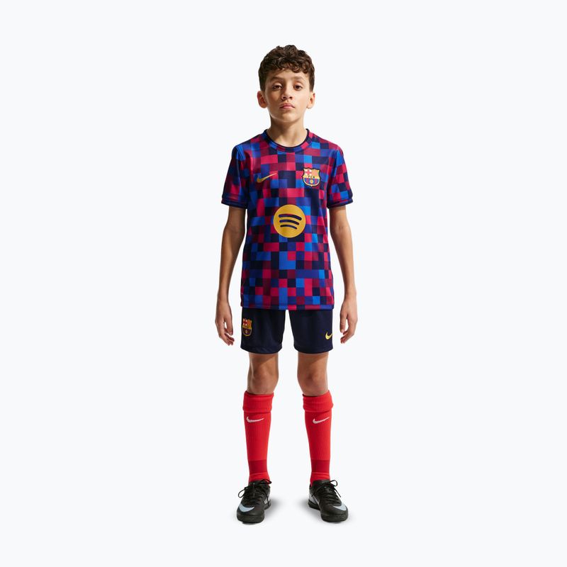 Tricou de fotbal pentru copii Nike FC Barcelona Dri-Fit Pre-Match noble red/mineral yellow 3