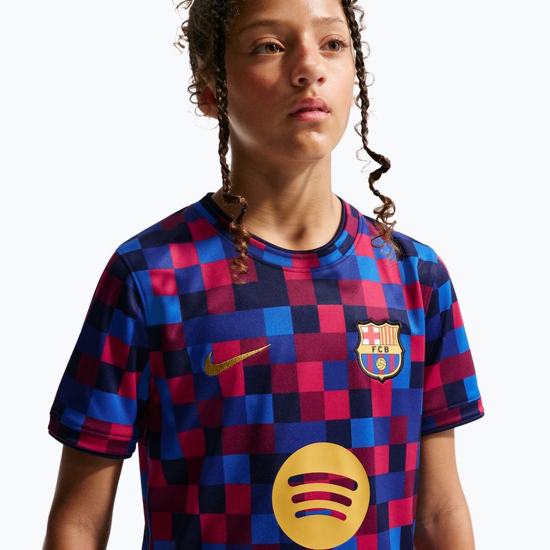 Tricou de fotbal pentru copii Nike FC Barcelona Dri-Fit Pre-Match noble red/mineral yellow 4