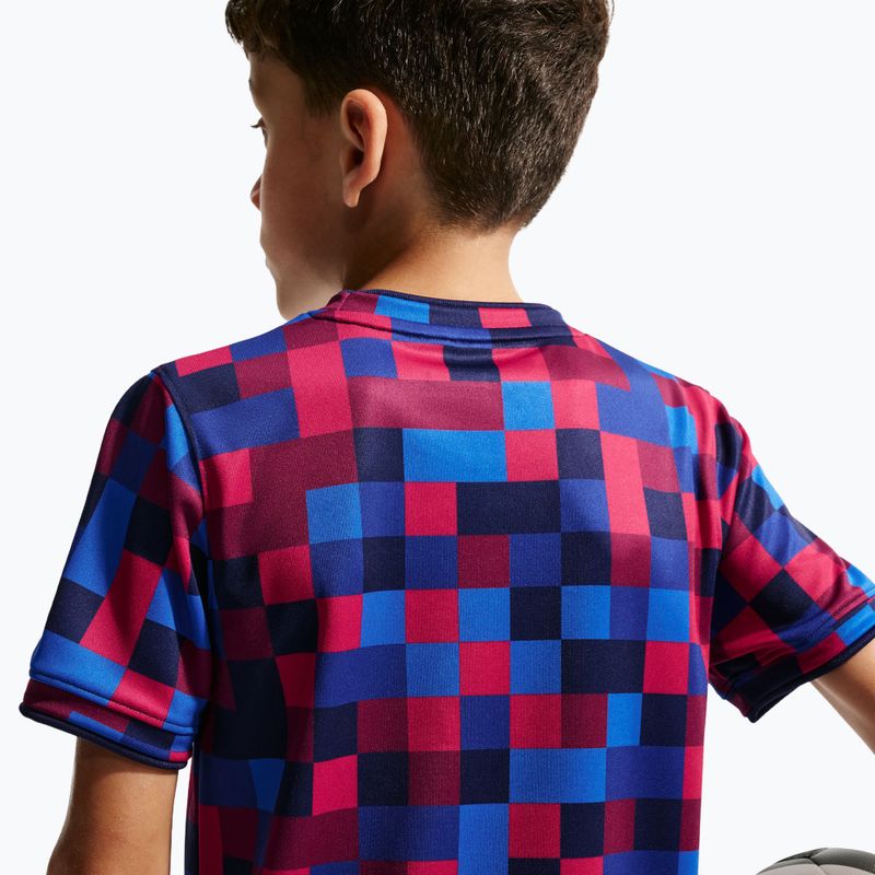 Tricou de fotbal pentru copii Nike FC Barcelona Dri-Fit Pre-Match noble red/mineral yellow 7