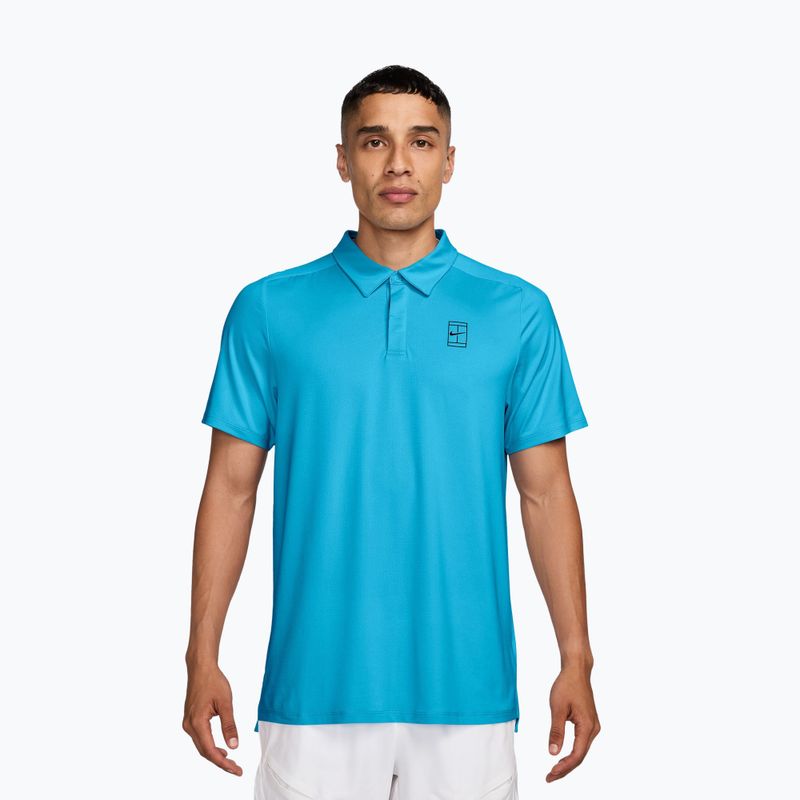 Tricou polo de tenis pentru bărbați Nike Court Dri-Fit Advantage baltic blue/black