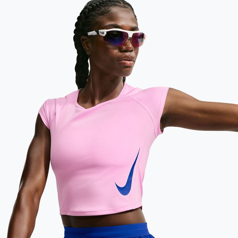 Tricou de alergare pentru femei Nike Tempo Swoosh Run Dri-Fit pink rise/pink rise/old royal 4
