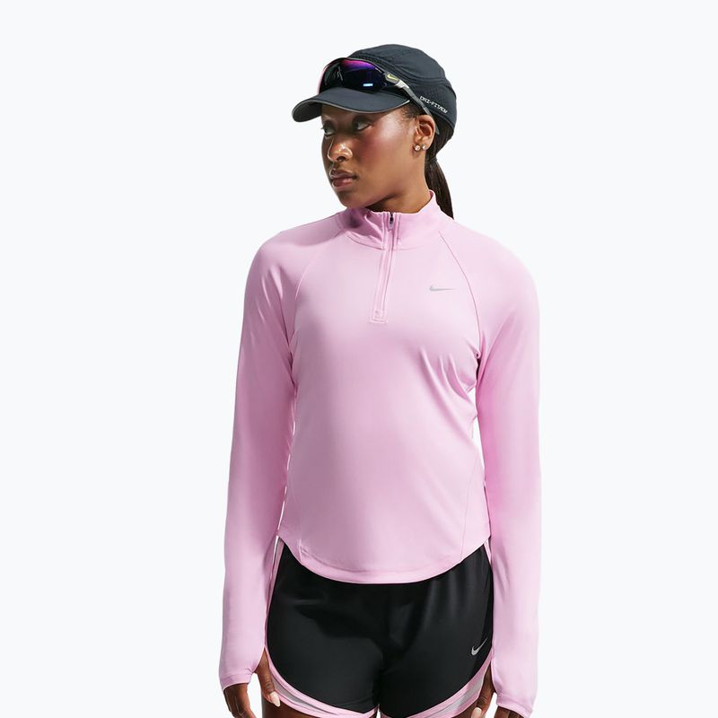 Bluză pentru femei de alergare Nike Tempo Dri-Fit 1/4 Zip pink rise