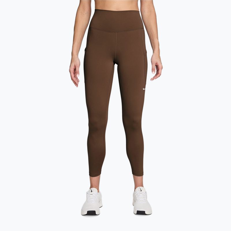 Colanți de antrenament pentru femei Nike One High-Waisted 7/8 cacao wow/white