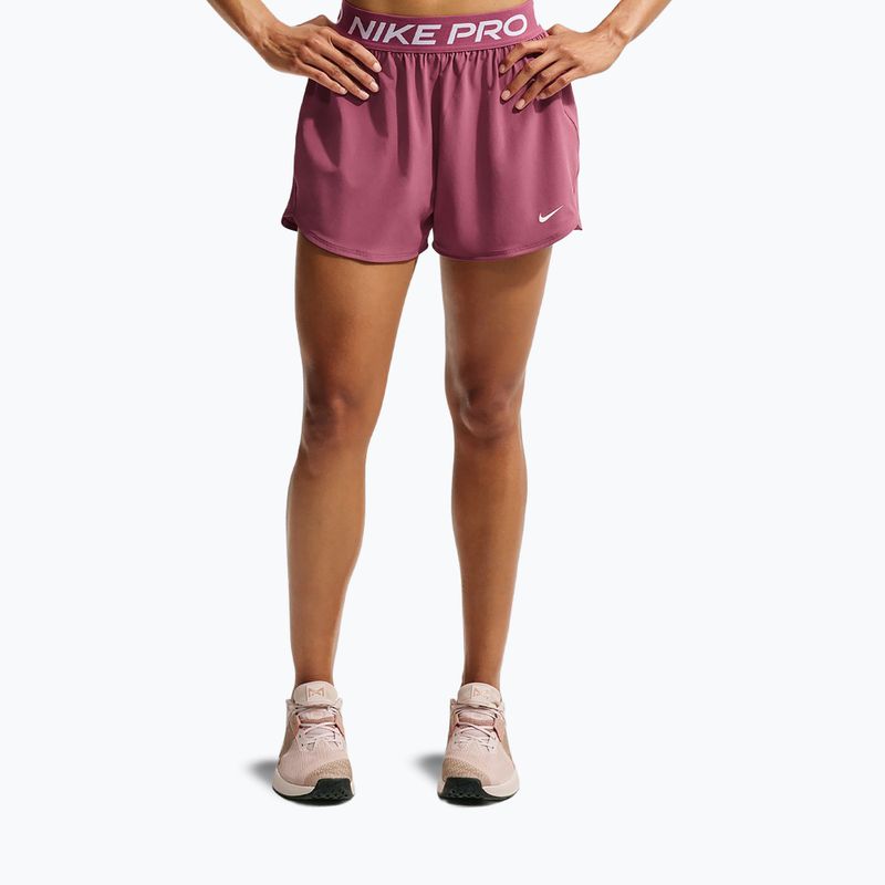 Pantaloni scurți de antrenament pentru femei Nike Pro pink smoke/white