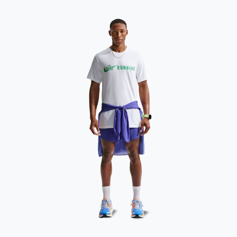 Tricou de alergare pentru bărbați Nike Dri-Fit Running T-Shirt white/green spark 2