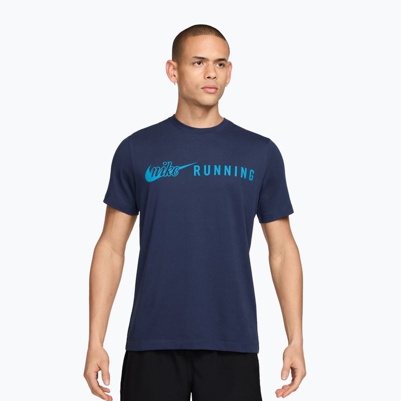 Tricou de alergare pentru bărbați Nike Dri-Fit Running T-Shirt midnight navy/light current blue