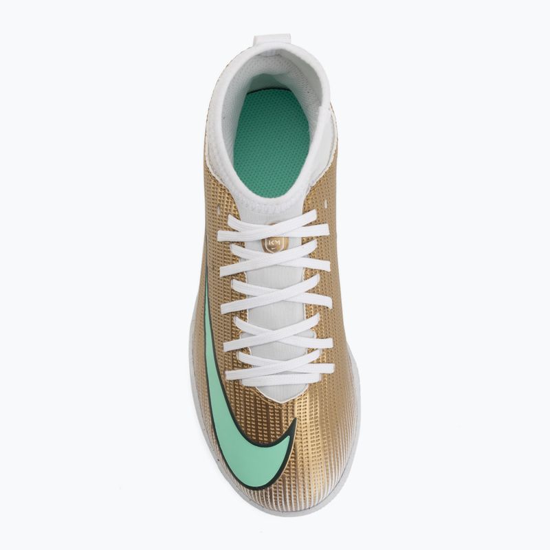 Încălțăminte de fotbal pentru copii Nike Jr. Mercurial Superfly 11 Club "Kylian Mbappé" metallic gold/green glow 5