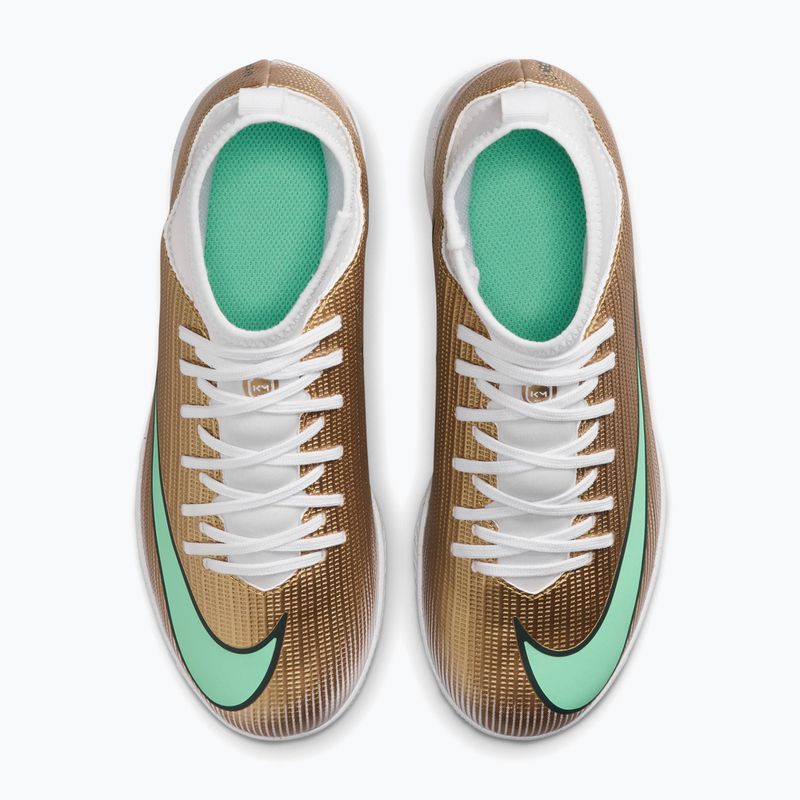 Încălțăminte de fotbal pentru copii Nike Jr. Mercurial Superfly 11 Club "Kylian Mbappé" metallic gold/green glow 4