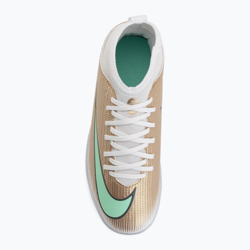 Încălțăminte de fotbal pentru copii Nike Jr. Mercurial Superfly 11 Club "Kylian Mbappé" metallic gold/green glow 5