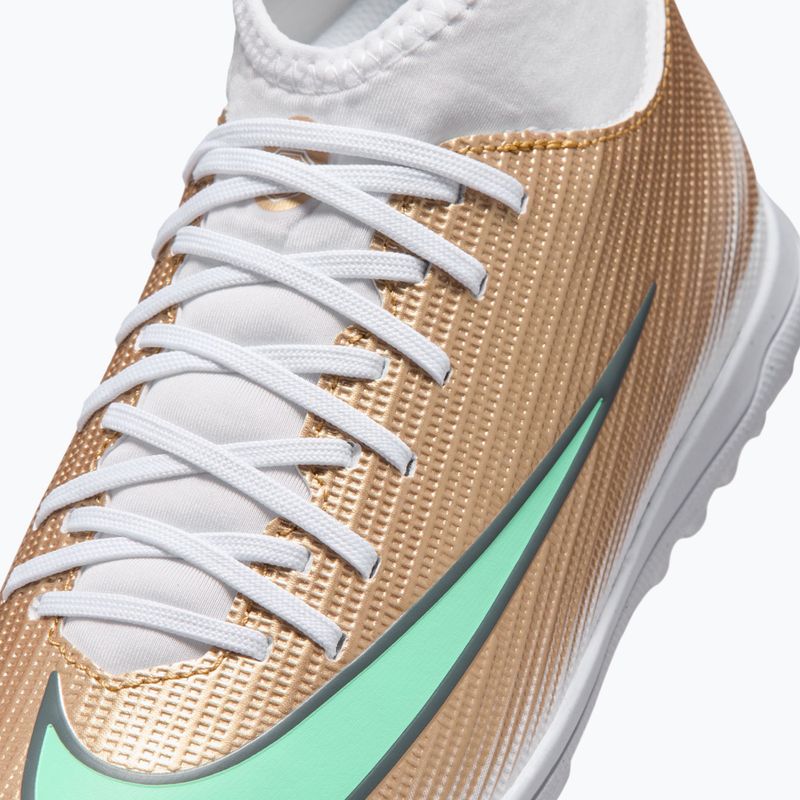 Încălțăminte de fotbal pentru copii Nike Jr. Mercurial Superfly 11 Club "Kylian Mbappé" metallic gold/green glow 5