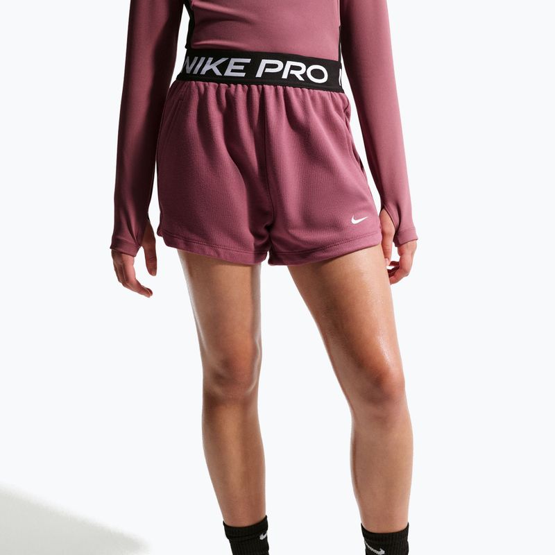 Pantaloni scurți pentru copii Nike Pro Fleece pink smoke/pink smoke/black/white 4